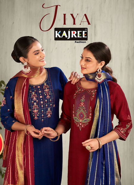 Jiya By Kajree Viscose Embroidery Kurti With Bottom Dupatta Orders In India Catalog