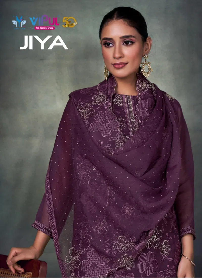 Jiya By Vipul Chiffon Embroidery Salwar Suits Suppliers In India Catalog