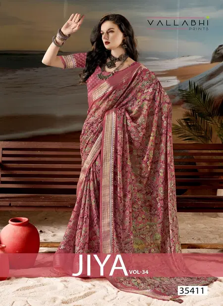 Jiya Vol 34 By Vallabhi Moss Georgette Floral Print Wholesale Daily Wear Saree In India