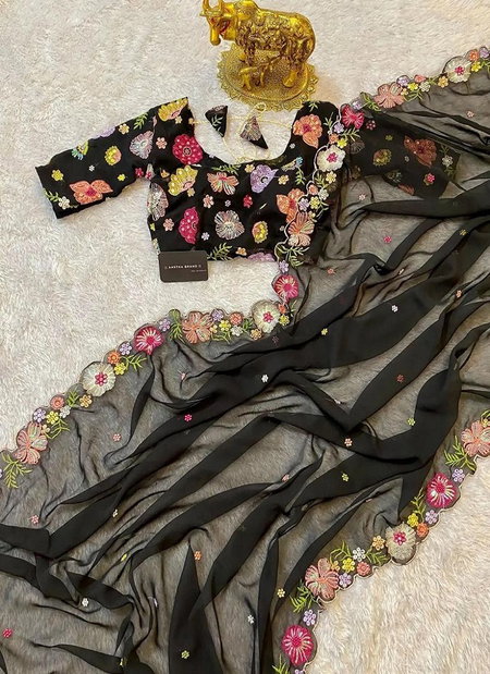 JK Designer Embroidery Faux Georgette Wholesale Clothing Suppliers In India
