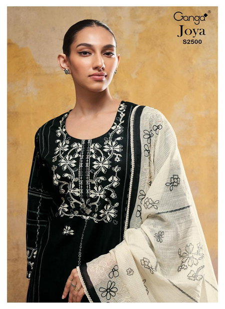 Joya 2500 By Ganga Embroidery Heavy Premium Cotton Dress Material Wholesale Price In Surat