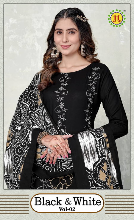Jt Black And White Rayon Embroidery Dress Material Wholesale Market In Surat With Price