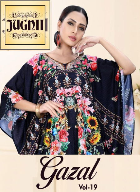 JUGNII GAZAL-THE KAFTAN COLLECTION VOL-19 LATEST DESIGN AND SMOOTH SHIMMER COTTON FABRIC   Catalog