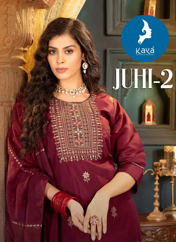 Juhi 2 By Kaya Embroidery Designer Kurti With Bottom Dupatta Wholesale Shop In Surat