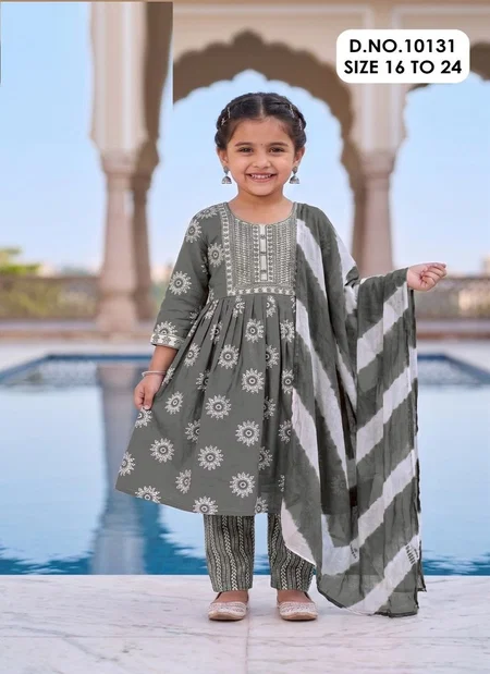 Jui 10131 Rayon Printed Kids Wear Kurti With Bottom Dupatta
