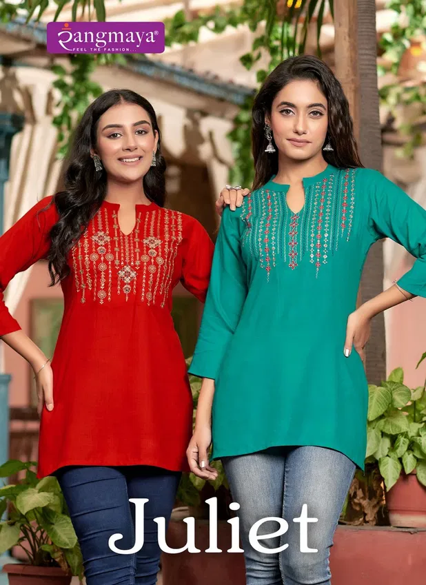 Juliet By Rangmaya Rayon Tunic Ladies Top Wholesale Price In Surat