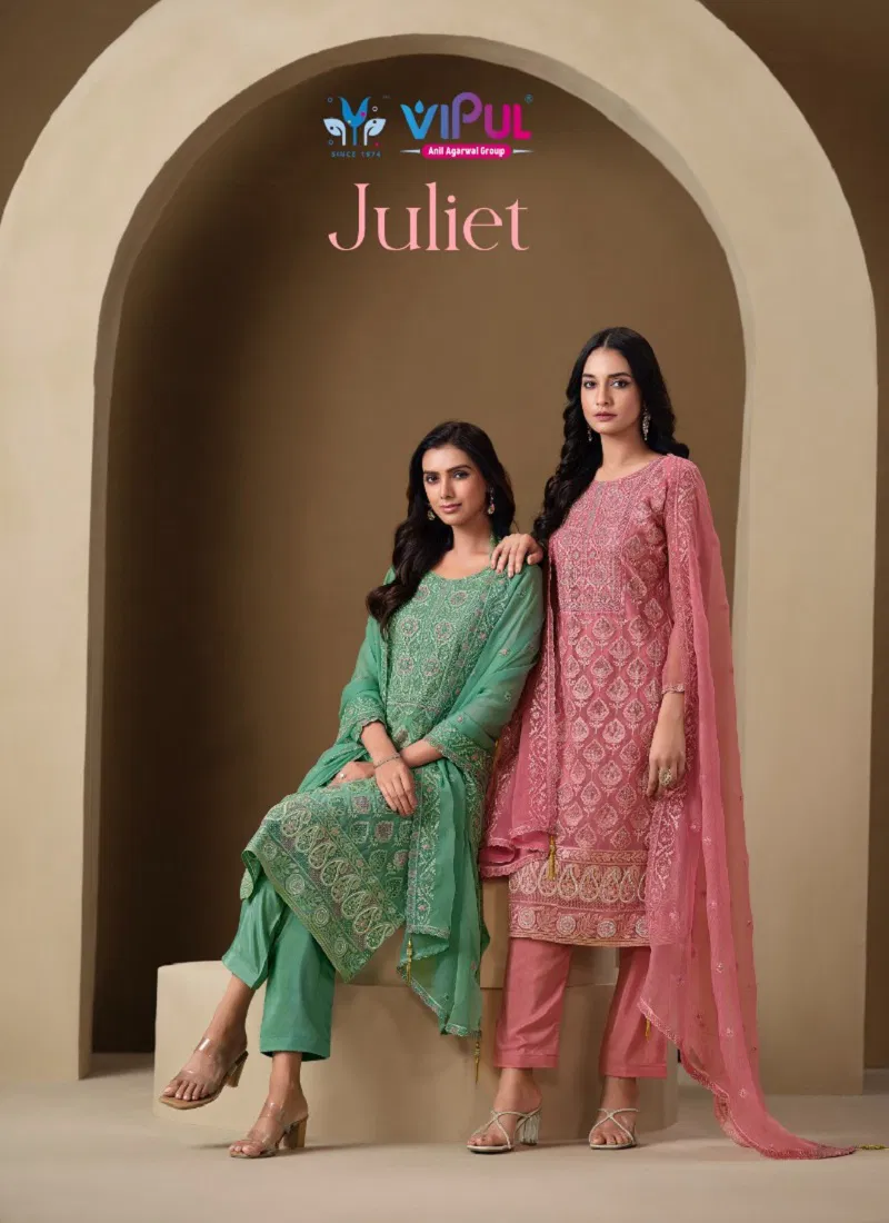 Juliet By Vipul Chiffon Embroidery Salwar Suits Wholesale Price In Surat