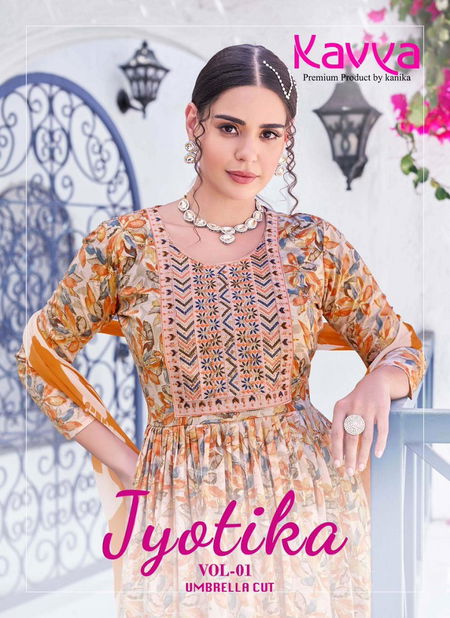 Jyotika Vol 1 By Kavya Alia Cut Printed Kurti With Bottom Dupatta Wholesale Shop In Surat Catalog