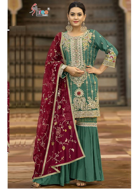 k 1957 Shree Fab Organza Embroidery Pakistani Suits Catalog