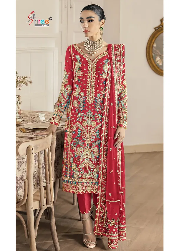 K 5050 By Shree Fabs Organza Embroidery Pakistani Salwar Suits Wholesale Online