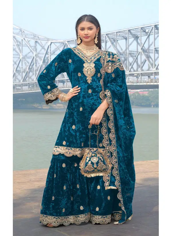 K 5305 By Shree Fabs Velvet Embroidery Pakistani Readymade Suits Orders In India