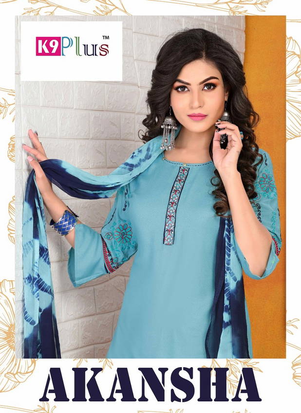 K9 Plus Akansha Latest Fancy Designer Ethnic Wear Heavy Rayon With Embroidery Work Readymade Sharara Suit Collection
