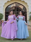 KA 1083 Georgette  Designer Party Wear Gown With Dupatta Wholesale Clothing Suppliers In India