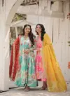 KA 1104 Russian silk Digital Printed Gown With Dupatta Wholesale Price In Surat