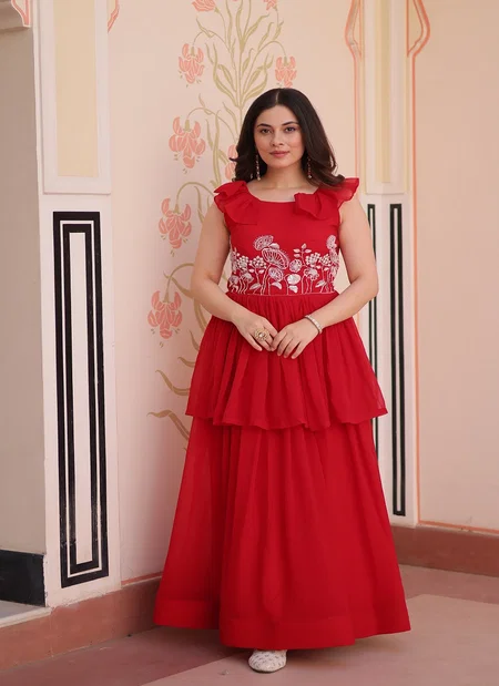 KA 1175 Faux Blooming Beads Embroidery Gown Wholesale Shop In Surat