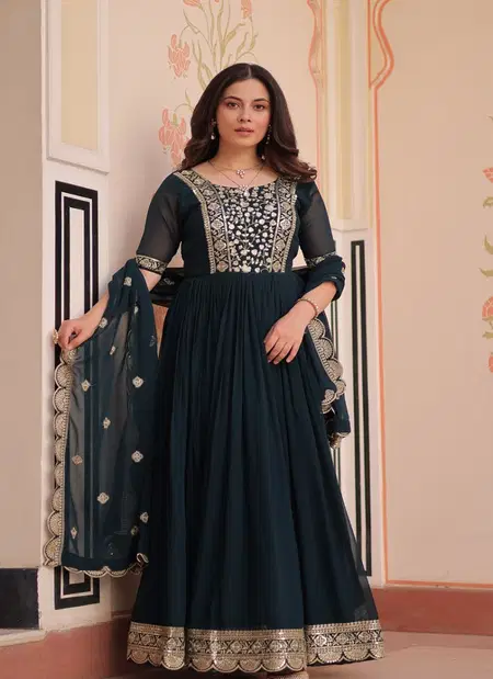 KA 1177 Charming Designer Faux Blooming Gown With Dupatta Wholesale Online