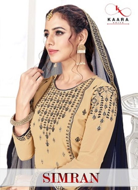 Kaara Simran Designer Fox Georgette with Heavy Embroidery & Fancy Diamond top With Bottom And Four Side Less Dupatta Salwar Suits Collection Catalog