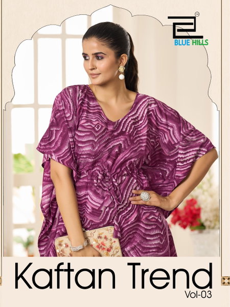 Kaftan Trend Vol 3 By Blue Hills Crape Printed Wholesale Kurti With Bottom In India