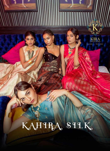 Kahira Silk By Kira Printed Satin Saree Wholesale Price In Surat Catalog