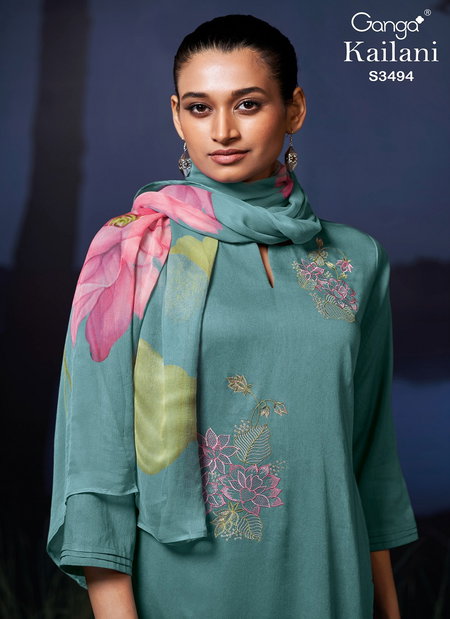 Kailani 3494 By Ganga Cotton Satin Salwar Suit Suppliers In India