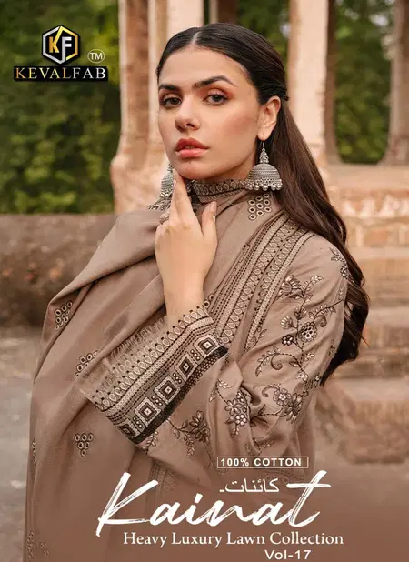 Kainat Vol 17 By Keval Fab Heavy Luxury Lawn Cotton Dress Material Wholesale Online Catalog