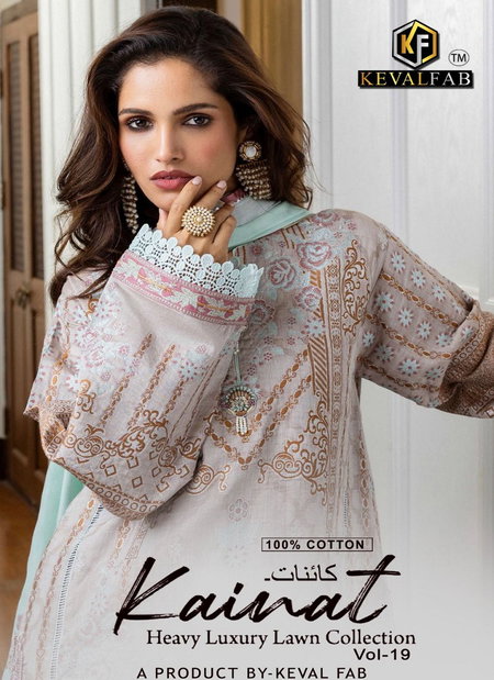 Kainat Vol 19 By Keval Fab Lawn Cotton Dress Material Suppliers In India
