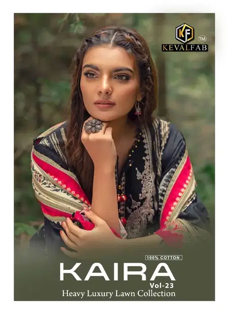 Kaira Vol 23 By Keval Lawn Karachi Cotton Dress Material Wholesale Shop In Surat Catalog