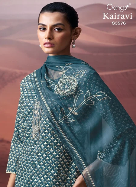 Kairavi 3576 By Ganga Cotton Printed Embroidery Salwar Suit Wholesale Market