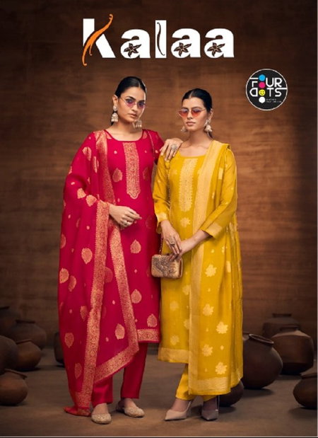 Kalaa By Fourdots Organza Silk Dress Material Wholesale Market In Surat
