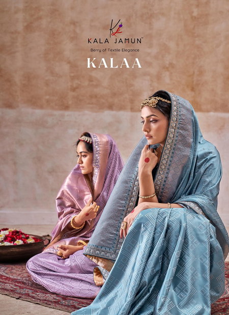 Kalaa By Kala Jamun Satin Silk Embroidery Sarees Online Wholesale