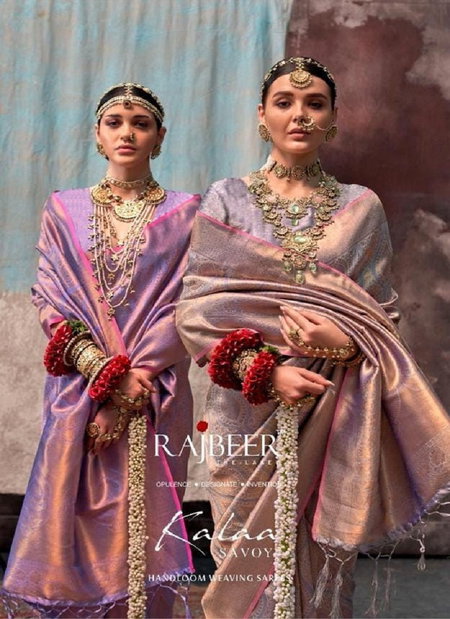 Kalaa Savoy By Rajbeer Wedding Two Tone Handloom Weaving Silk Saree Wholesale Online
