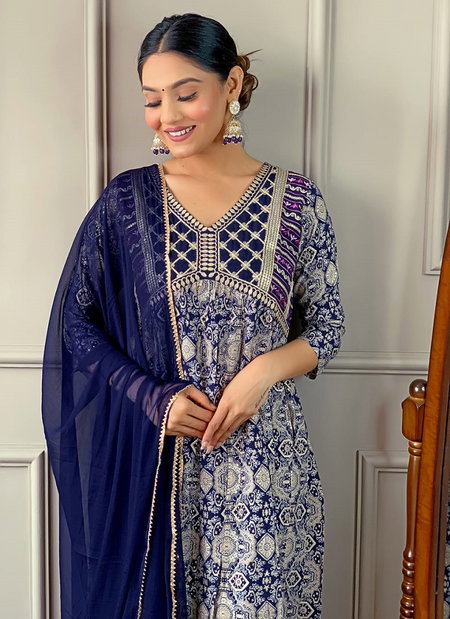 Kalaai Alia Cut Rayon Printed Embroidery Kurti With Bottom Dupatta Wholesale Price In Surat
