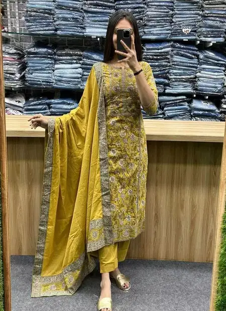 Kalaai Designer Cotton Printed  Kurti With Bottom Dupatta Manufacturers