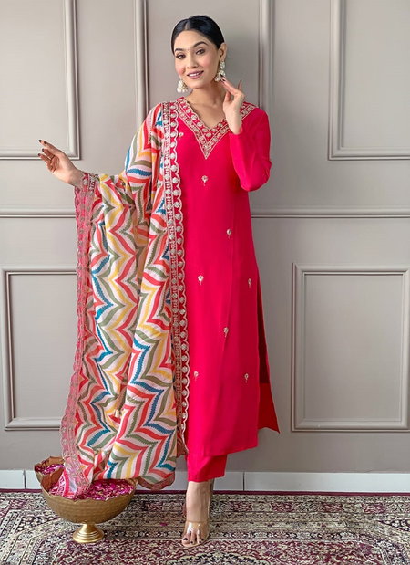 Kalaai Fashion Red Cotton Viscose Wholesale Kurti With Bottom Dupatta Wholesale Online

