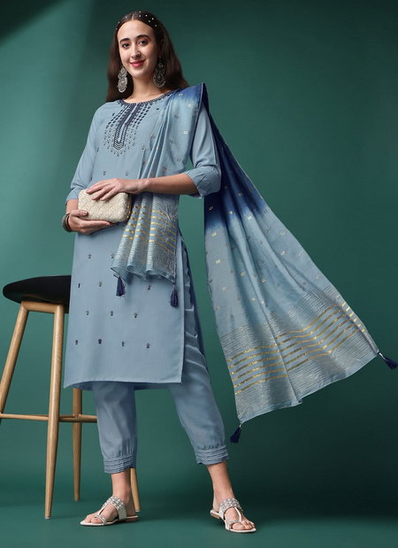 Kalaai Rayon Embroidery  Kurti With Bottom Dupatta Wholesalers In Delhi
