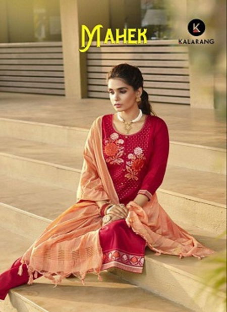 Kalarang Mahek Latest Designer Pure Jam Cotton Embroidery Work Festival Wear Dress Material Collection
 Catalog