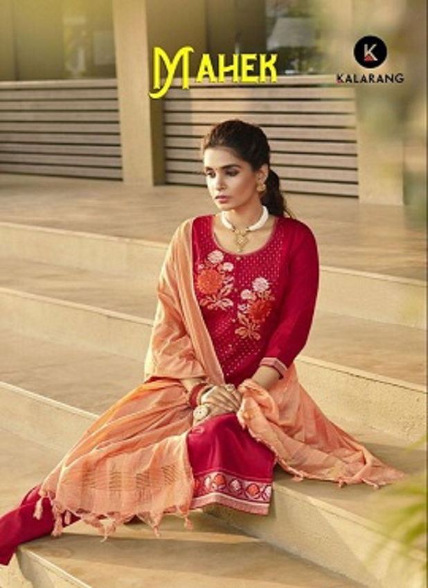 Kalarang Mahek Latest Designer Pure Jam Cotton Embroidery Work Festival Wear Dress Material Collection
