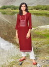 Kalaroop Beat Rayon With Embroidery Work Party Wear Designer Kurtis Collection
