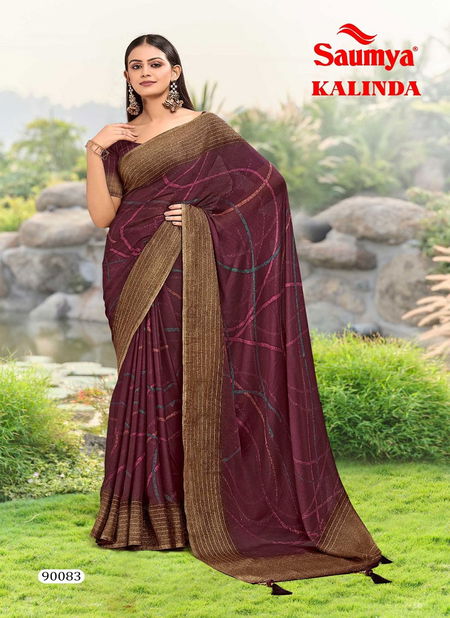 Kalinda By Saumya Dull Moss Printed Designer Sarees Wholesale Shop In Surat Catalog