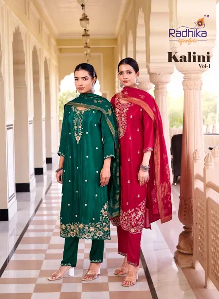 Kalini Vol 1 By Radhika Berlin Silk Online Kurti With Bottom Dupatta Wholesale