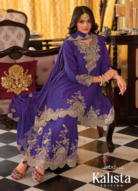 Kalista By Eba Chinon Embroidery Readymade Suits Wholesale Shop In Surat
