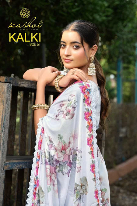 Kalki Vol 1 By Kashvi Chocolate Silk Floral Printed Saree
