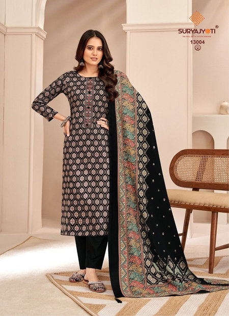 Kalki Vol 13 By Suryajyoti Jaam Satin Embroidery Printed Dress Material Suppliers In Surat
