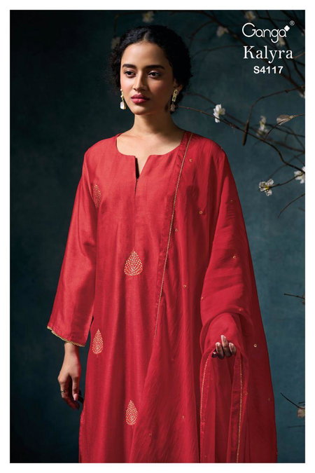Kalyra 4117 By Ganga Russian Silk Wholesale Designer Salwar Suits Suppliers In Mumbai
