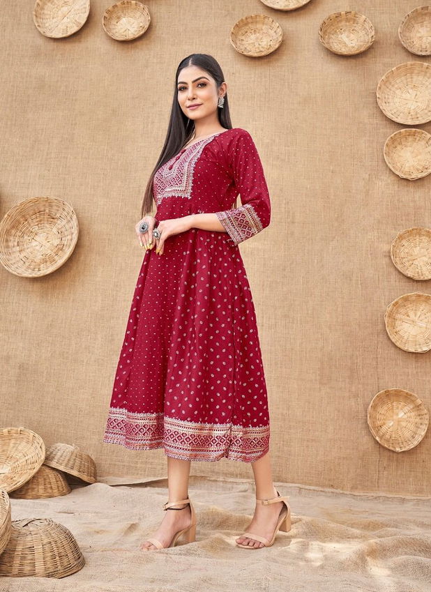 Kanak Nx Mehak Rayon Fancy Regular Wear Anarakali Kurti Collection