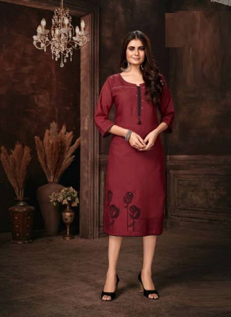 Kanasu Spring Regular Wear Wholesale Embroidery Kurti Collection Catalog