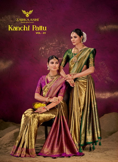 Kanchi Pattu Vol 1 By Zarkaashi Tissue Bridal Sarees Wholesale Online