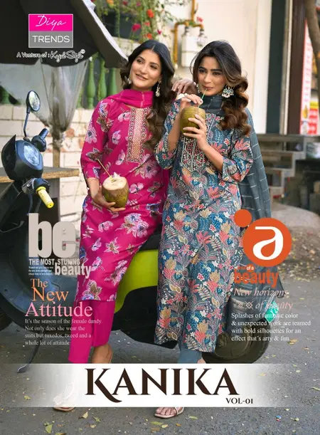 Kanika Vol 1 By Diya Trends Vertican Surat Kurti With Bottom Dupatta Wholesale Market