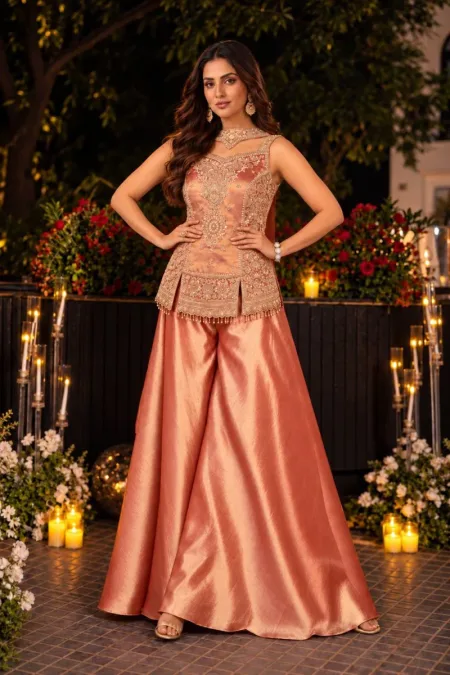 Kanjivaram By Aurraa Premium Silk Beads Work Indo Western 