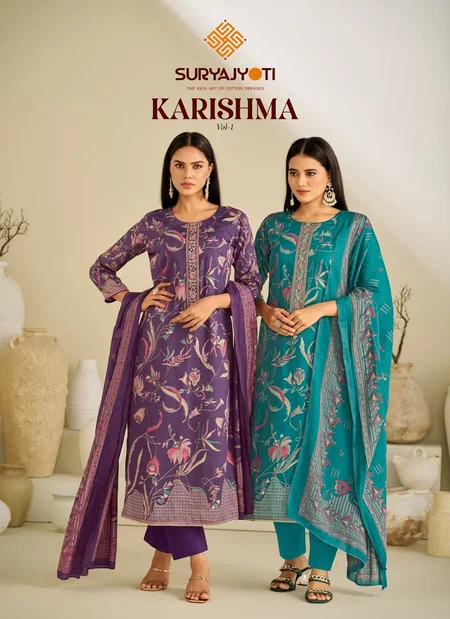 Karishma Vol 1 By Suryajyoti Jam Satin Printed Wholesale Dress Material In India